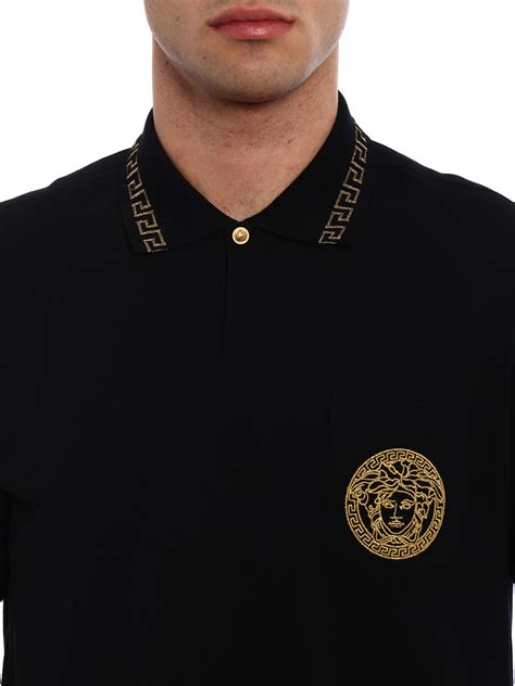 versace gold back polo shirt|Versace polo shirt medusa.